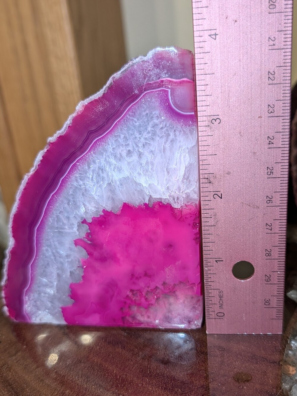 Agate Geode Sections Set of 3 Bright Pink - Picture 13 of 16